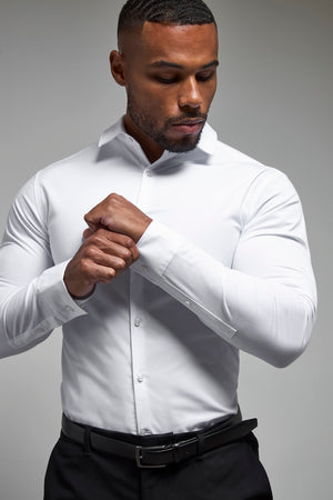 Athletic Fit Dress Shirt in White - TAILORED ATHLETE - USA