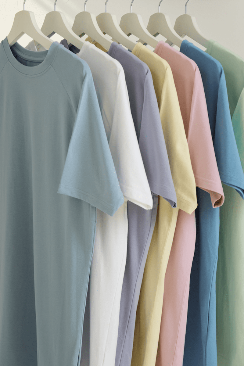 7 Pack Athletic Fit Crew Neck T-Shirt in Mint/ Soft Blue/ Pink/ Lemon/ Lilac/ White/ Pale Blue - TAILORED ATHLETE - USA