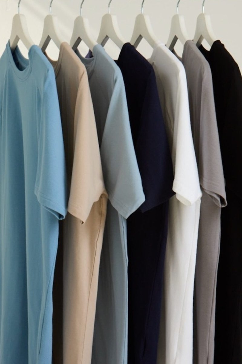 7 Pack Athletic Fit Crew Neck T-Shirt in Black/ Grey/ White/ Navy/ Pale Blue/ Sand/ Blue - TAILORED ATHLETE - USA