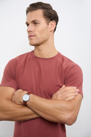 5 Pack Athletic Fit Crew Neck T-Shirt in Faded Terracotta/ Dusty Lilac/ Blue/ Sage/ Sand - TAILORED ATHLETE - USA
