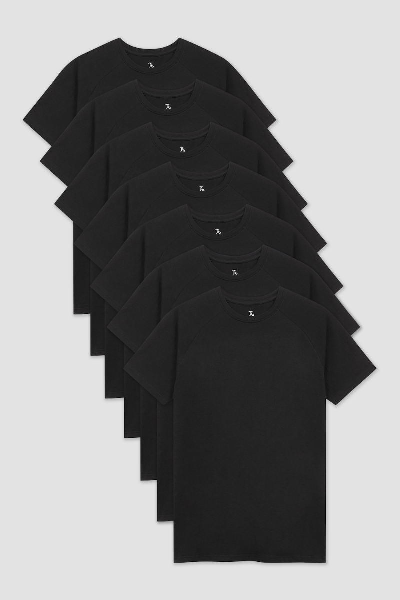 7 Pack Athletic Fit Crew Neck T-Shirt in Black - TAILORED ATHLETE - USA