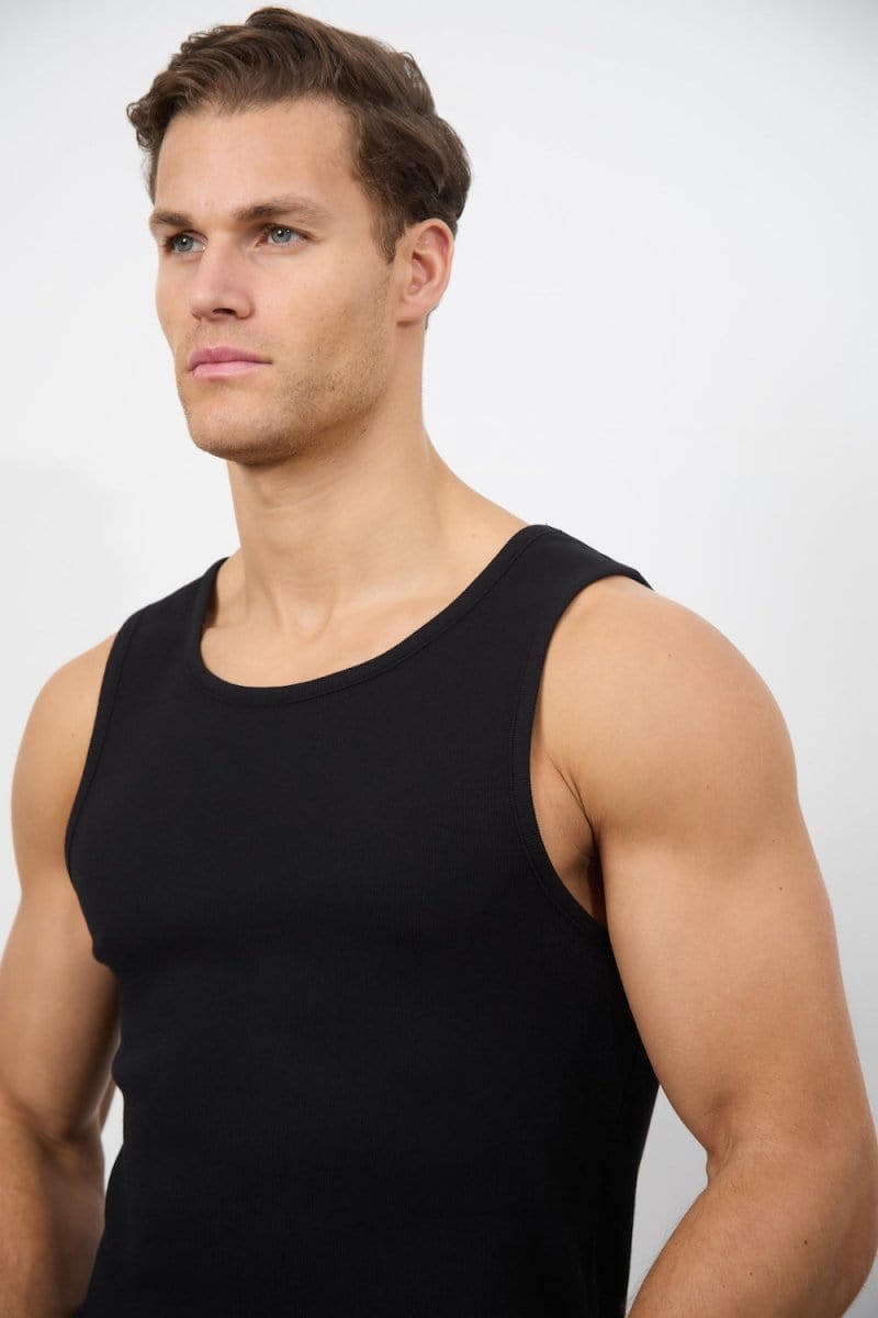 Ribbed Tank Top in Black - TAILORED ATHLETE - USA
