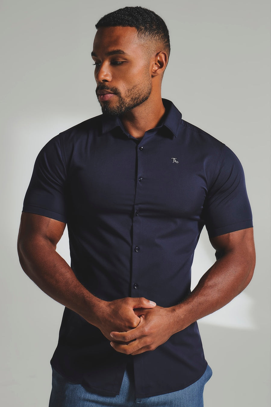 Short Sleeve Bamboo Shirt in French Navy - TAILORED ATHLETE - USA