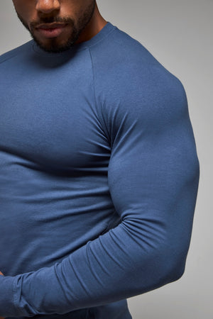 Athletic Fit Long Sleeve T-Shirt in Stone Blue - TAILORED ATHLETE - USA