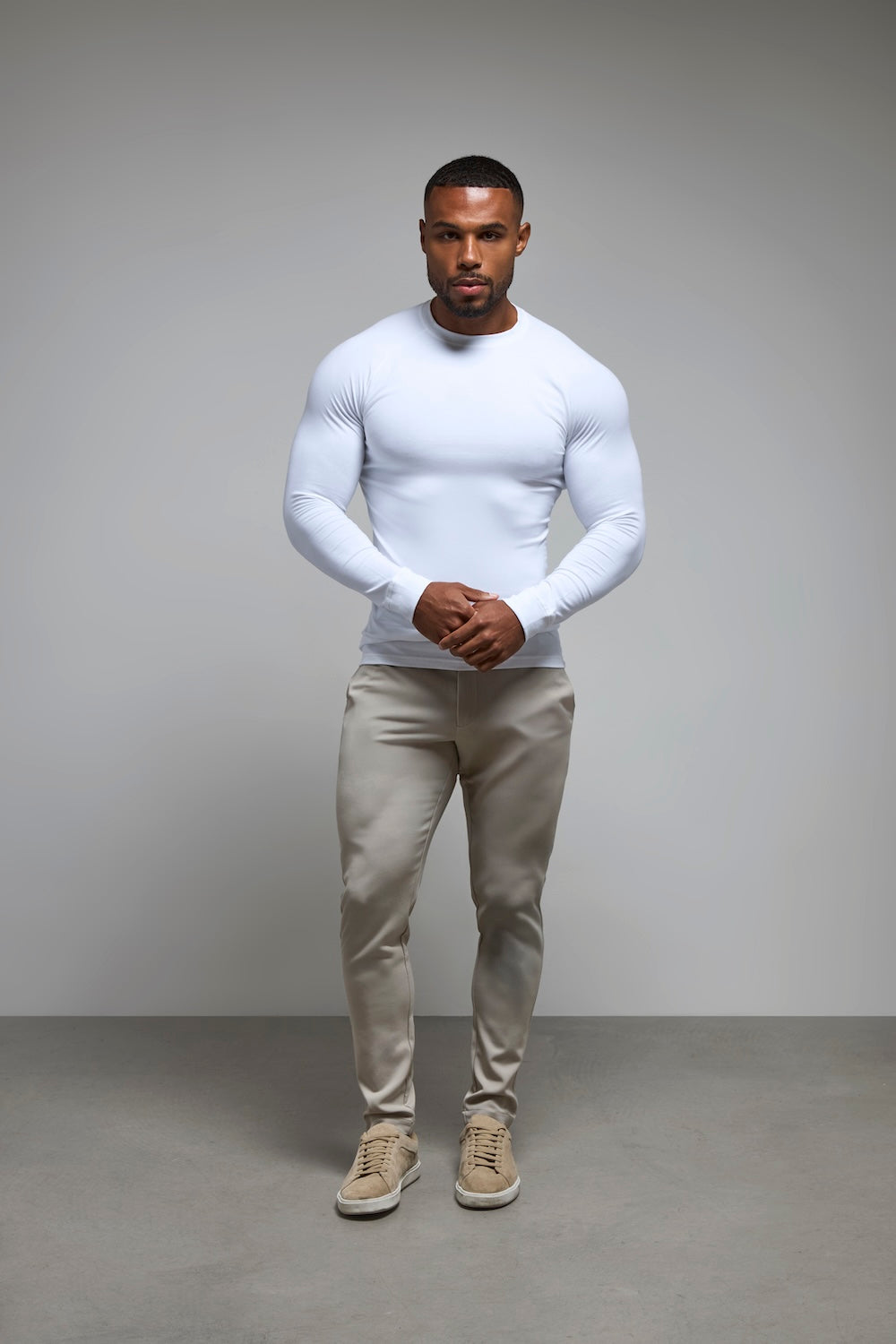 Athletic Fit Long Sleeve T-Shirt in White - TAILORED ATHLETE - USA