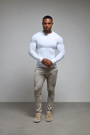 Athletic Fit Long Sleeve T-Shirt in White - TAILORED ATHLETE - USA