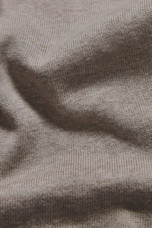 Pure Cotton Knitted Crew Neck Sweater in Neutral Marl - TAILORED ATHLETE - USA