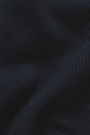 Cotton Textured Knitted Half Zip Polo Shirt in Navy - TAILORED ATHLETE - USA