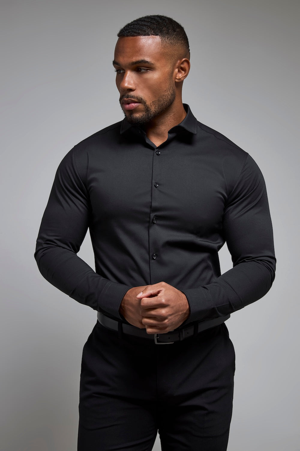 Athletic Fit Dress Shirt in Black - TAILORED ATHLETE - USA