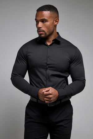 Athletic Fit Dress Shirt in Black - TAILORED ATHLETE - USA