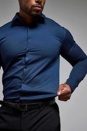 Athletic Fit Dress Shirt in Navy Blue - TAILORED ATHLETE - USA