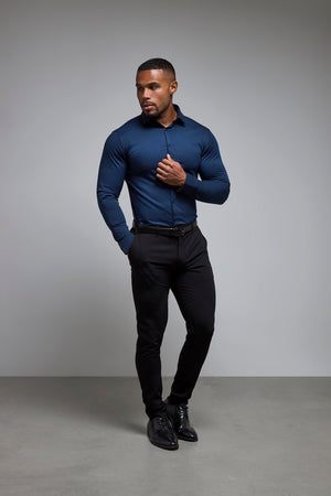 Athletic Fit Dress Shirt in Navy Blue - TAILORED ATHLETE - USA
