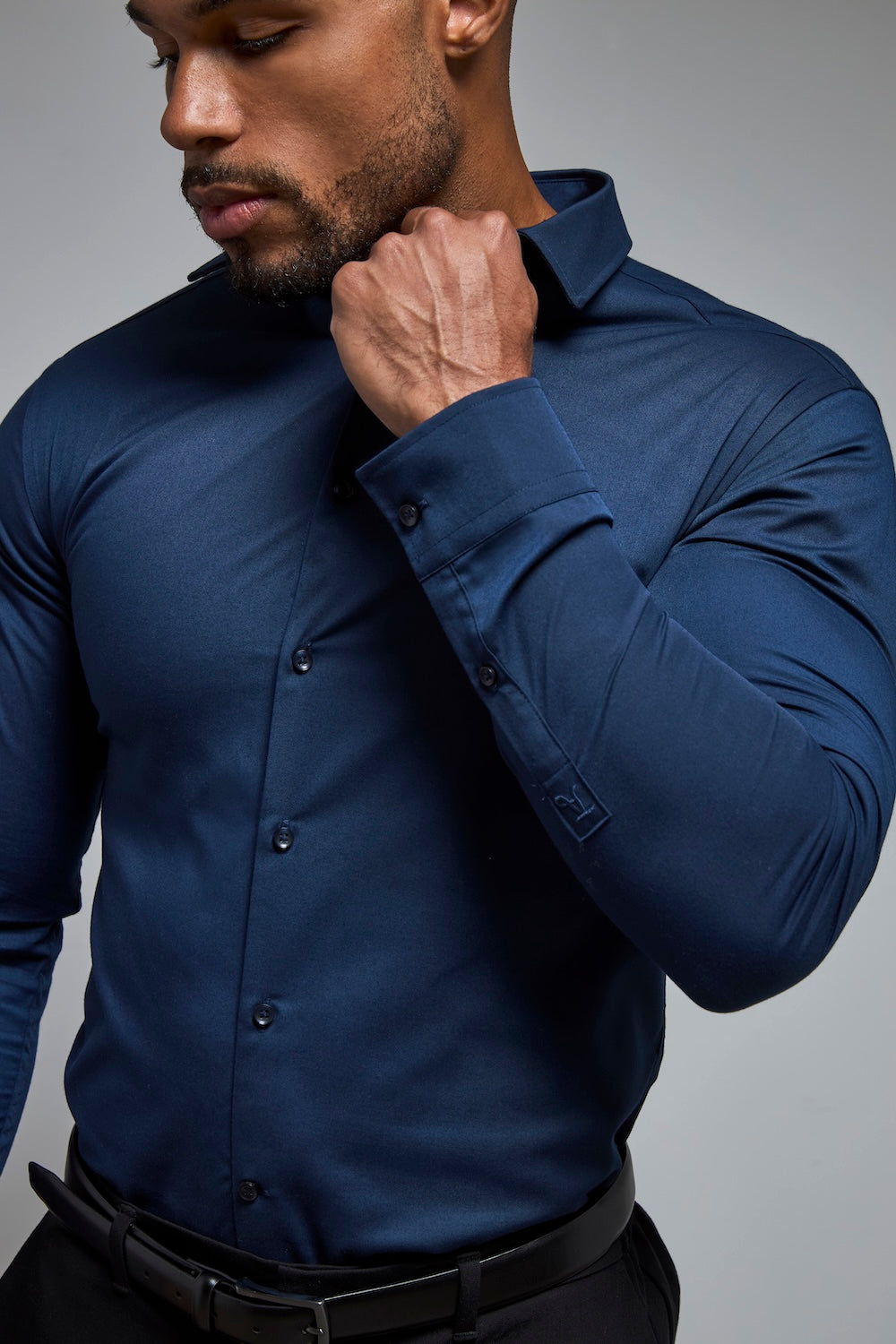 Athletic Fit Dress Shirt in Navy Blue - TAILORED ATHLETE - USA