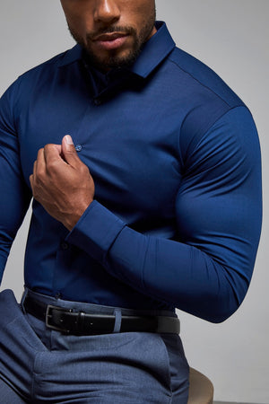 Athletic Fit Dress Shirt in Navy - TAILORED ATHLETE - USA