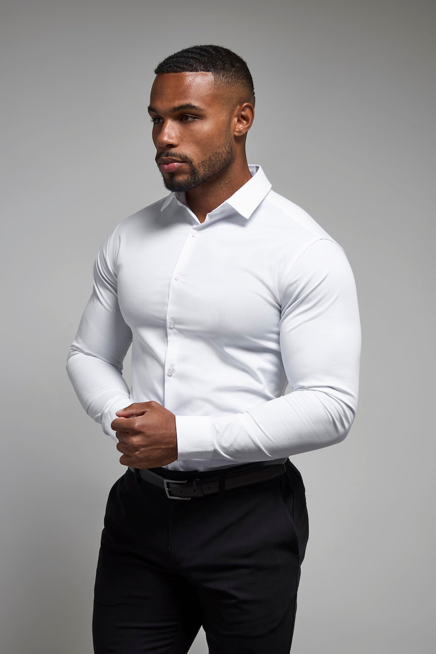 Athletic Fit Dress Shirt in White - TAILORED ATHLETE - USA