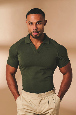 Essential Jersey Buttonless Polo Shirt in Forest Green - TAILORED ATHLETE - USA