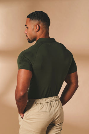 Essential Jersey Buttonless Polo Shirt in Forest Green - TAILORED ATHLETE - USA