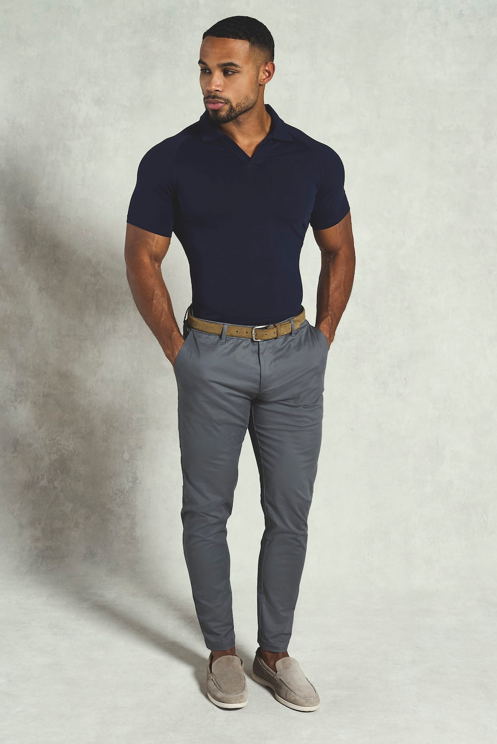 Essential Jersey Buttonless Polo Shirt in Navy - TAILORED ATHLETE - USA