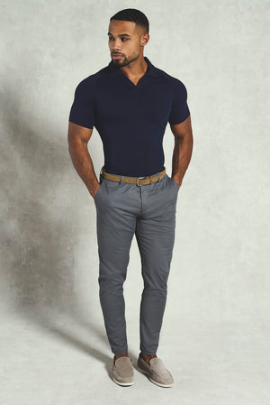 Essential Jersey Buttonless Polo Shirt in Navy - TAILORED ATHLETE - USA