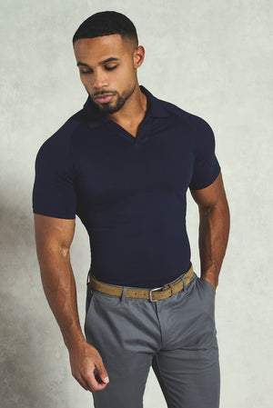 Essential Jersey Buttonless Polo Shirt in Navy - TAILORED ATHLETE - USA