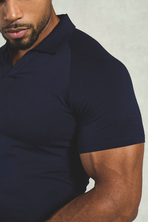 Essential Jersey Buttonless Polo Shirt in Navy - TAILORED ATHLETE - USA