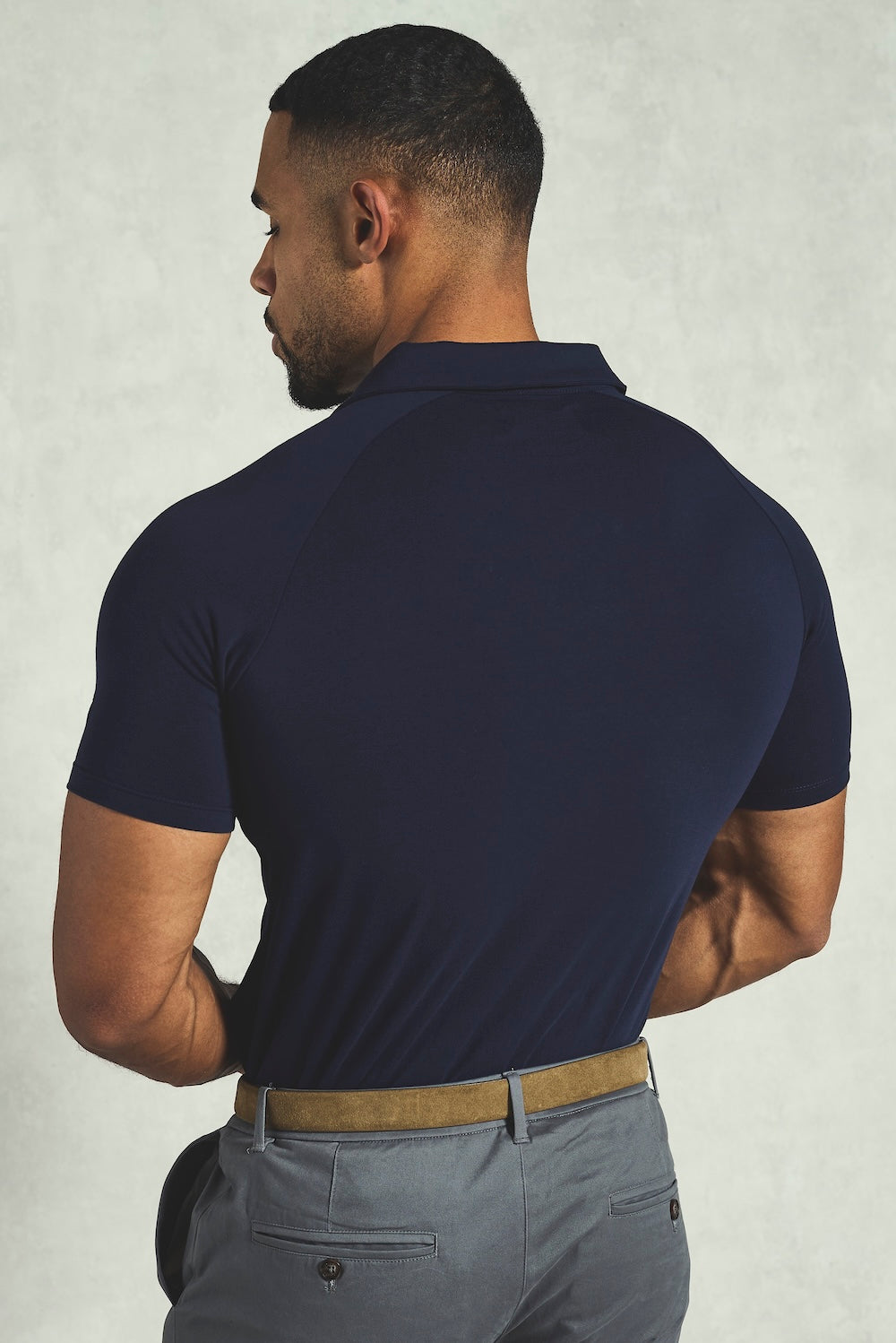Essential Jersey Buttonless Polo Shirt in Navy - TAILORED ATHLETE - USA