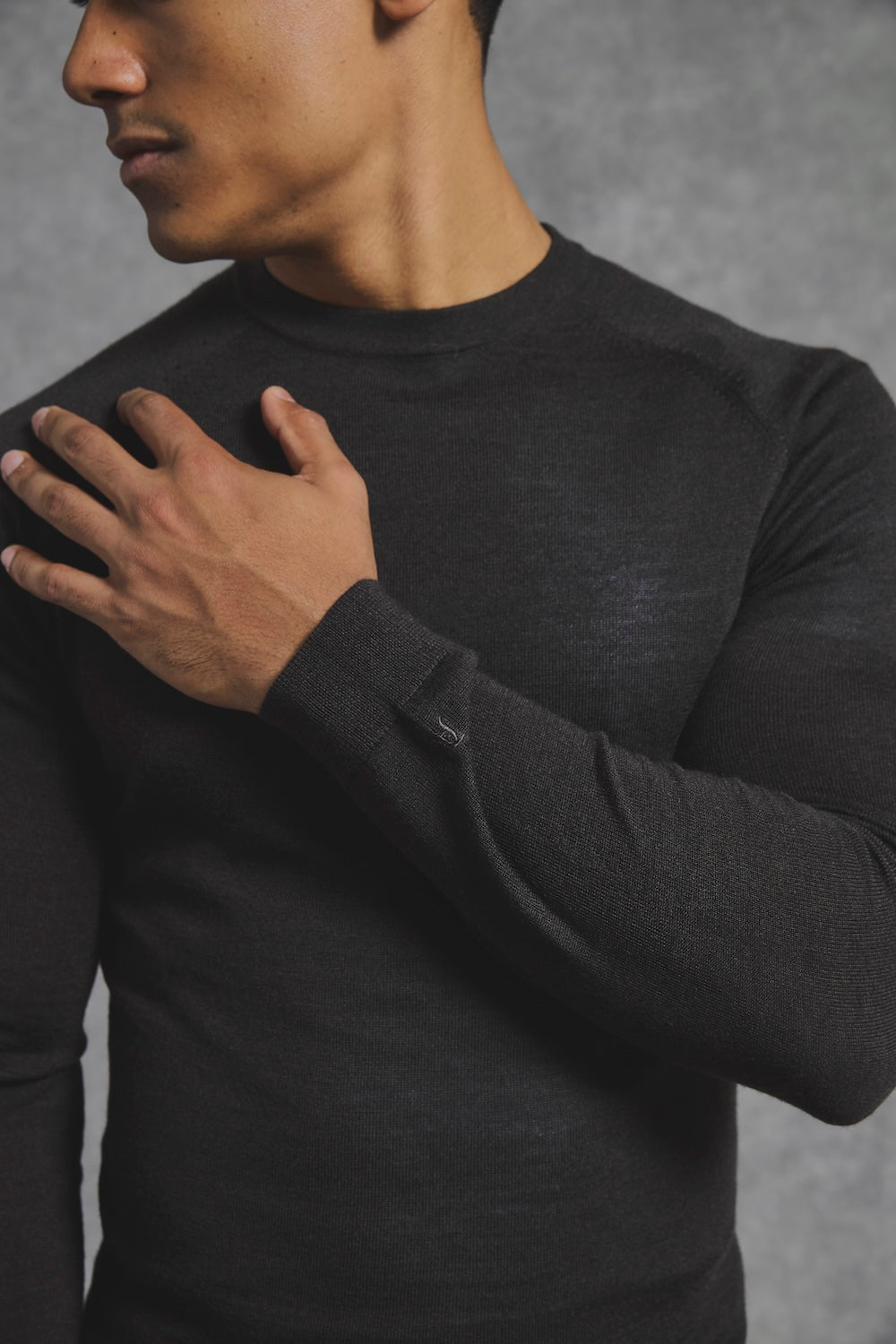 Extra Fine Merino Wool Crew Neck Sweater in Bitter Chocolate - TAILORED ATHLETE - USA