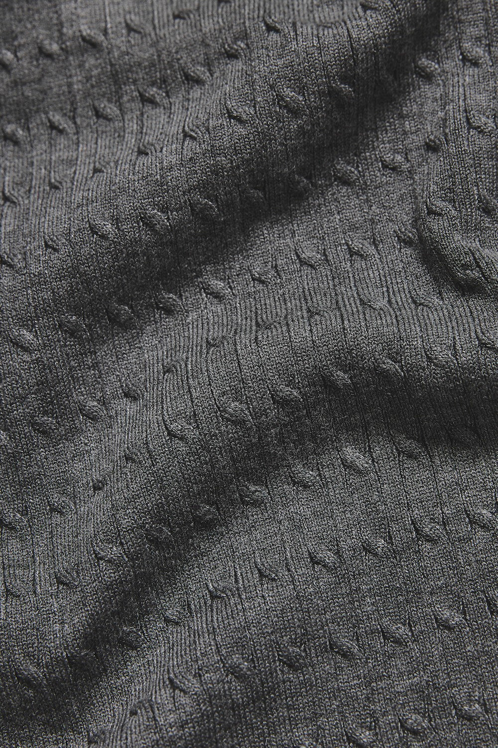 Fine Cable Knitted Polo Shirt in Grey Marl - TAILORED ATHLETE - USA