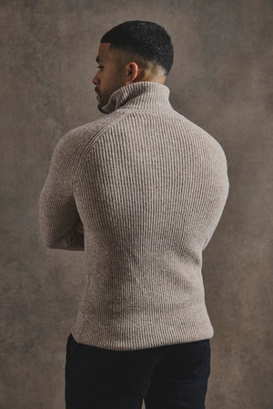 Fisherman Rib Half Zip in Neutral - TAILORED ATHLETE - USA