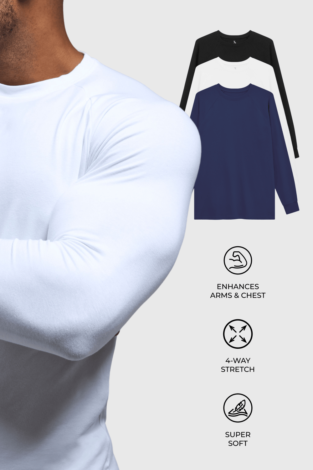 Athletic Fit Long Sleeve Favorites 3-Pack - TAILORED ATHLETE - USA