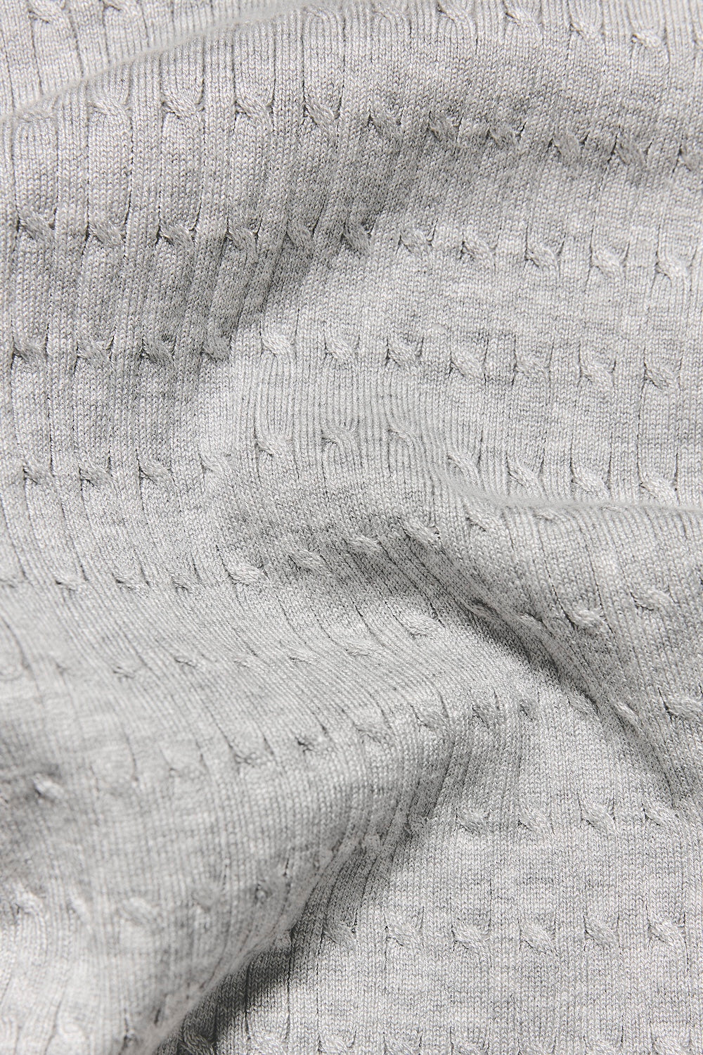 Fine Cable Knitted Polo Shirt in Light Grey Marl - TAILORED ATHLETE - USA