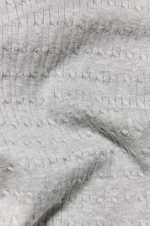 Fine Cable Knitted Polo Shirt in Light Grey Marl - TAILORED ATHLETE - USA