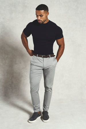 Fine Gauge Knitted T-Shirt in Inky Blue - TAILORED ATHLETE - USA