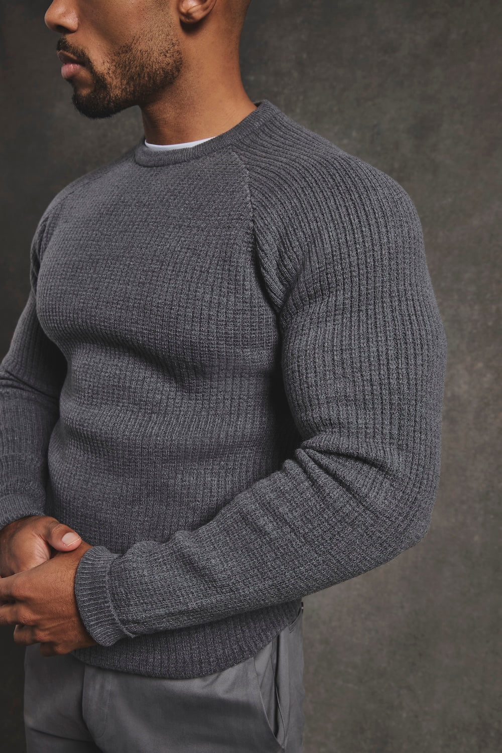 Fisherman Crew Neck Sweater in Iron Grey - TAILORED ATHLETE - USA