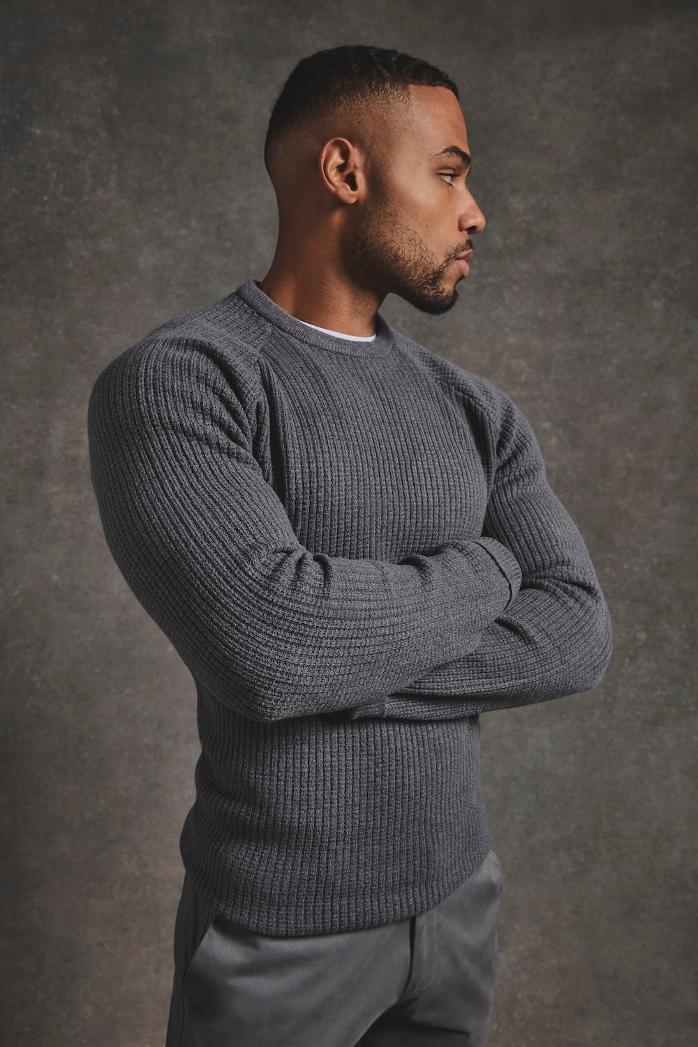 Fisherman Crew Neck Sweater in Iron Grey - TAILORED ATHLETE - USA