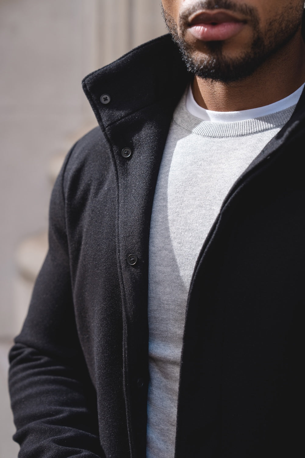 Funnel Neck Overcoat in Black - TAILORED ATHLETE - USA