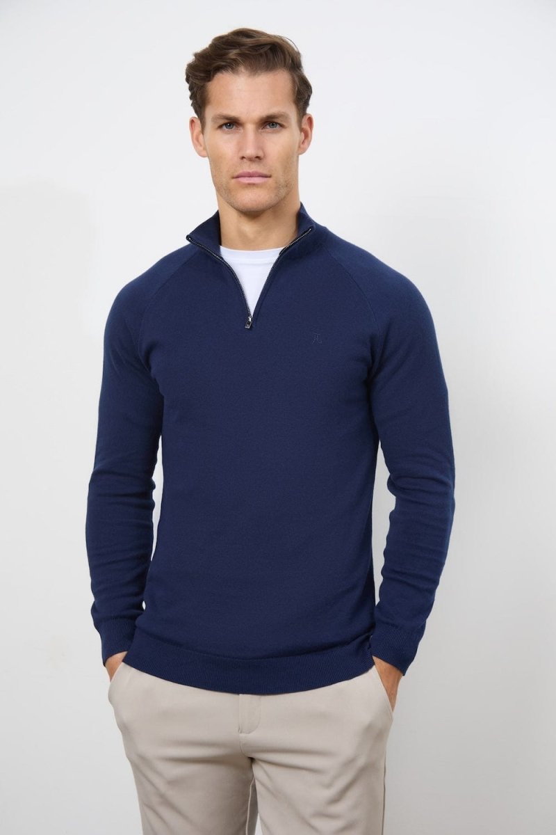 Half Zip Neck in Navy - TAILORED ATHLETE - USA