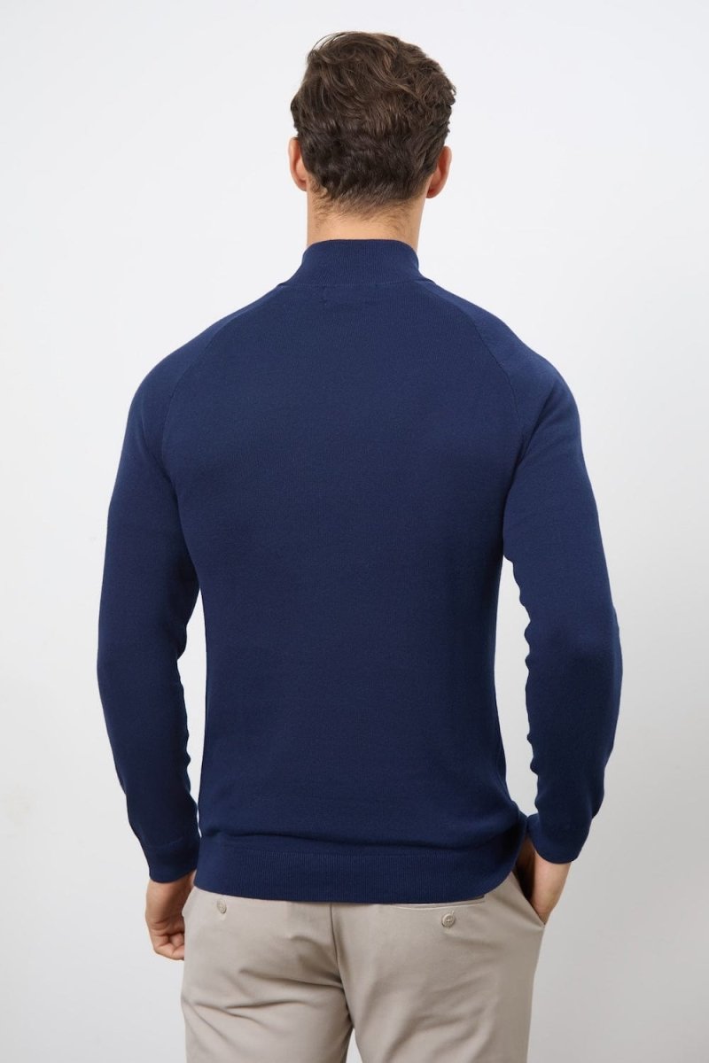 Half Zip Neck in Navy - TAILORED ATHLETE - USA