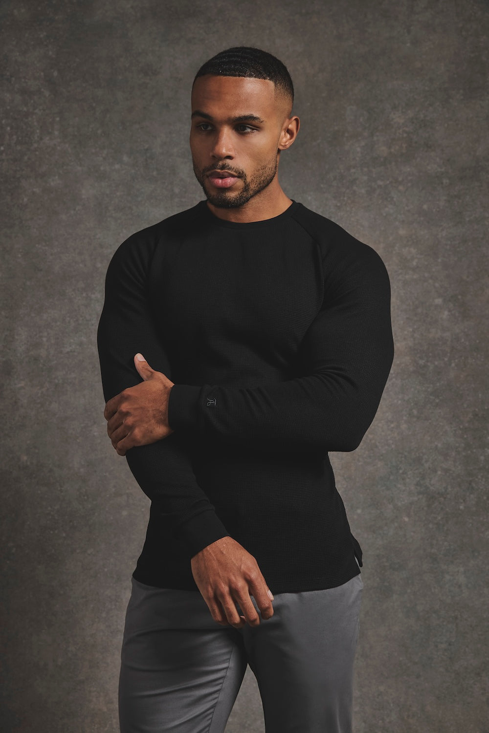 Heavy Weight Textured Crew Neck in Black - TAILORED ATHLETE - USA