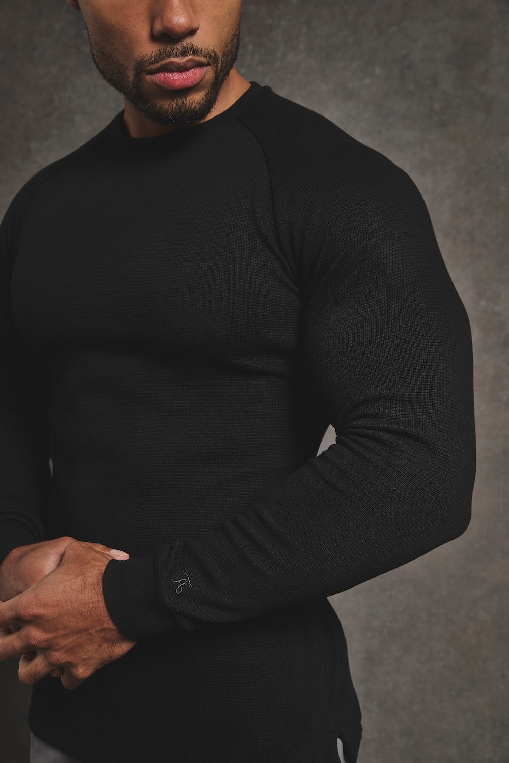 Heavy Weight Textured Crew Neck in Black - TAILORED ATHLETE - USA