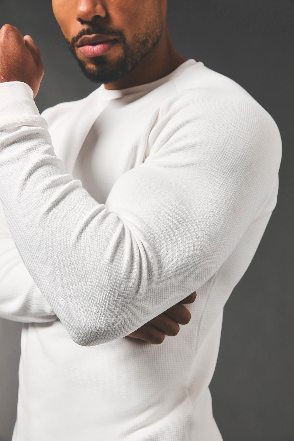 Heavy Weight Textured Crew Neck in White - TAILORED ATHLETE - USA