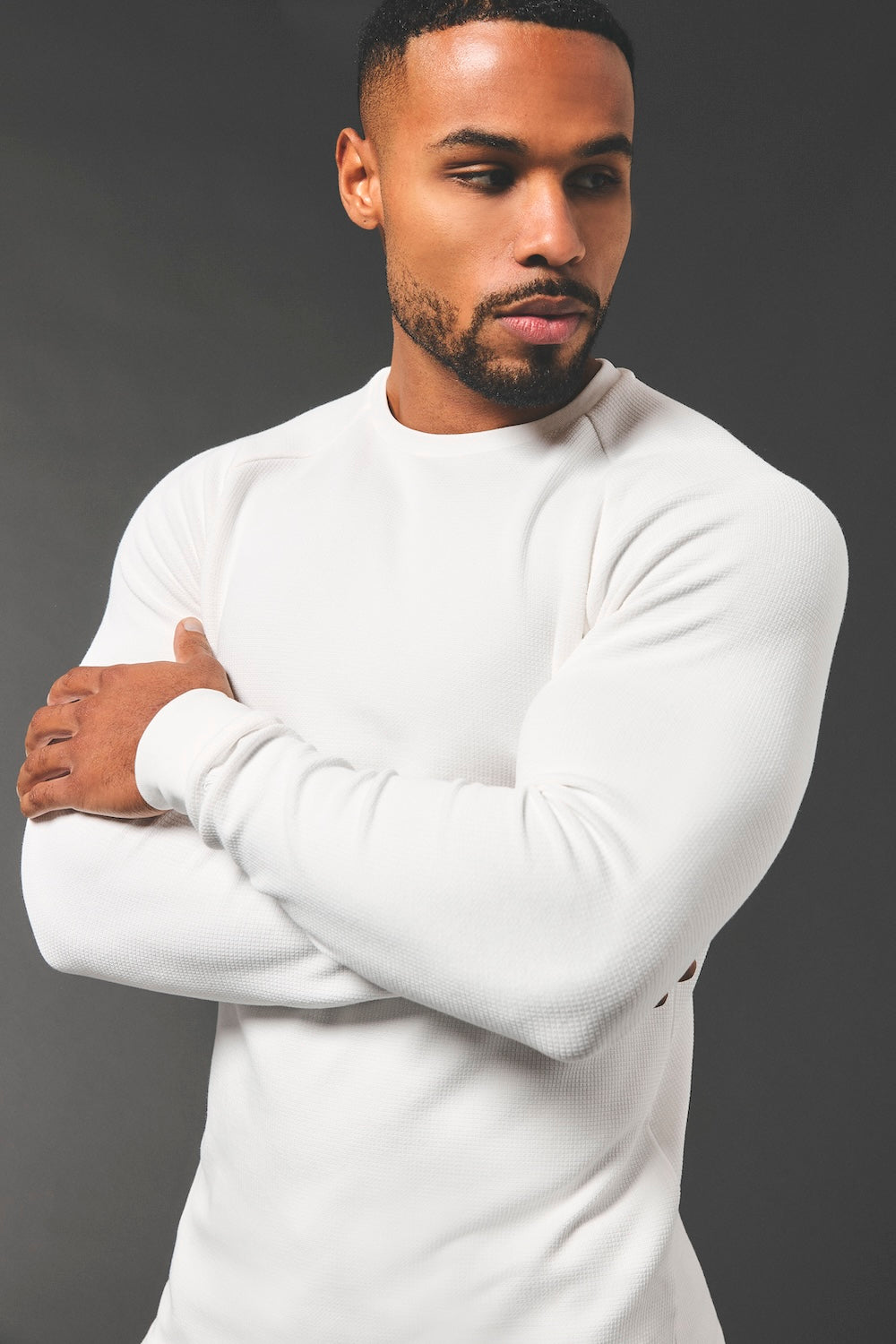 Heavy Weight Textured Crew Neck in White - TAILORED ATHLETE - USA