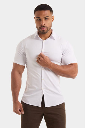 Athletic Fit Short Sleeve Bamboo Shirt in White - TAILORED ATHLETE - USA