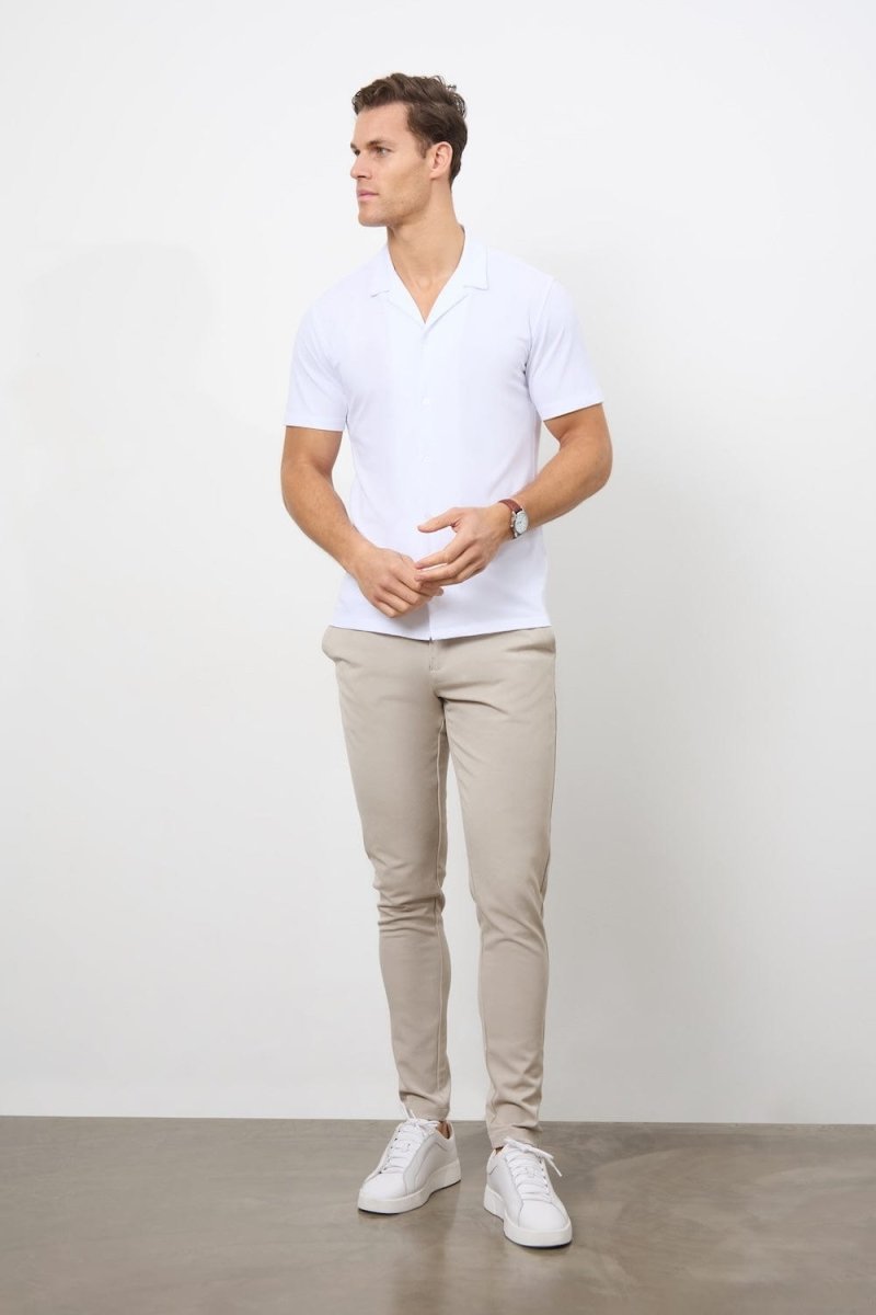 Jersey Cuban Collar Shirt in White - TAILORED ATHLETE - USA