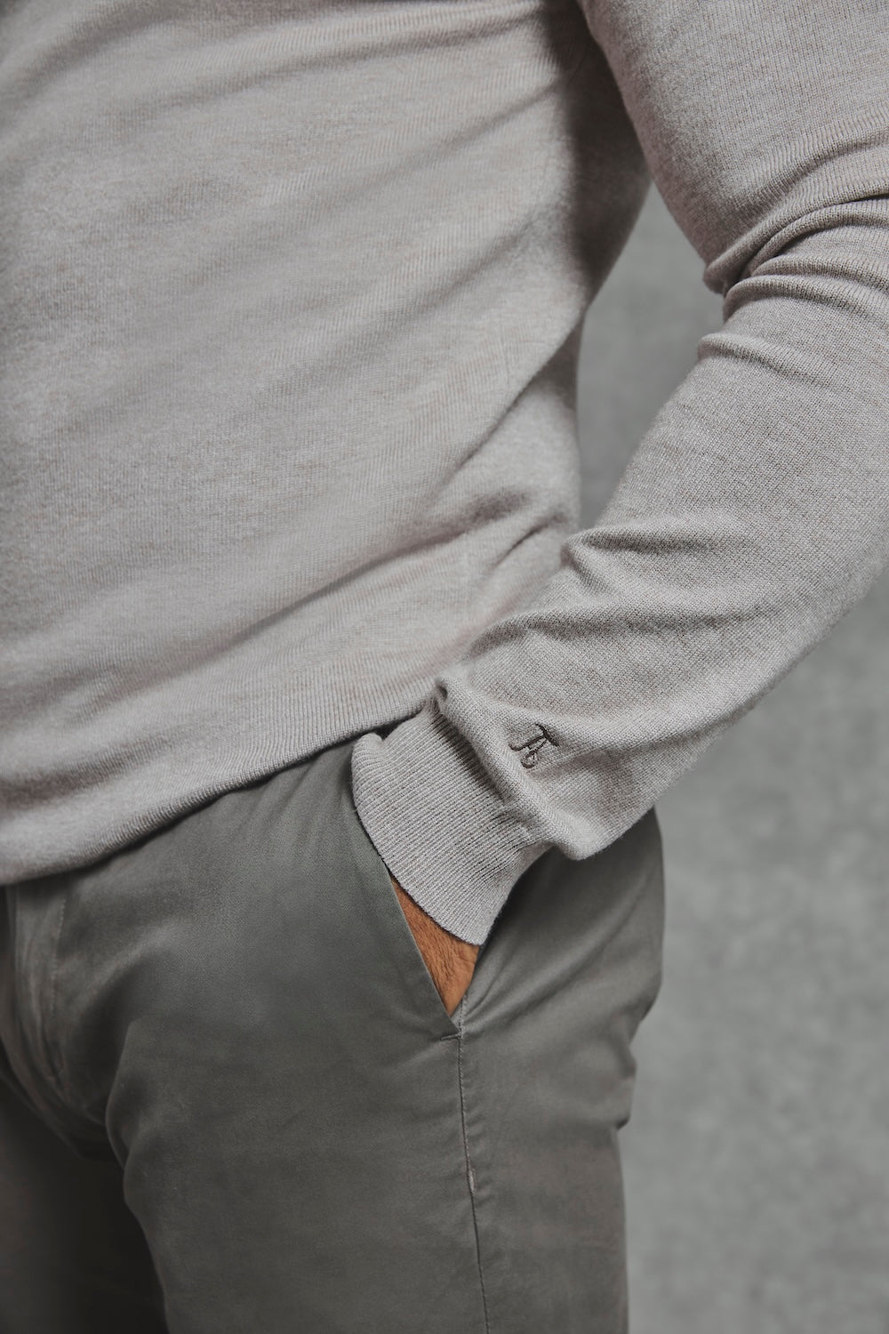 Knitted Half Zip Polo Shirt in Dark Oatmeal - TAILORED ATHLETE - USA