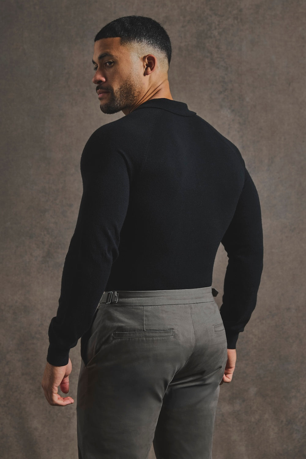 Knitted Polo Shirt in Black - TAILORED ATHLETE - USA
