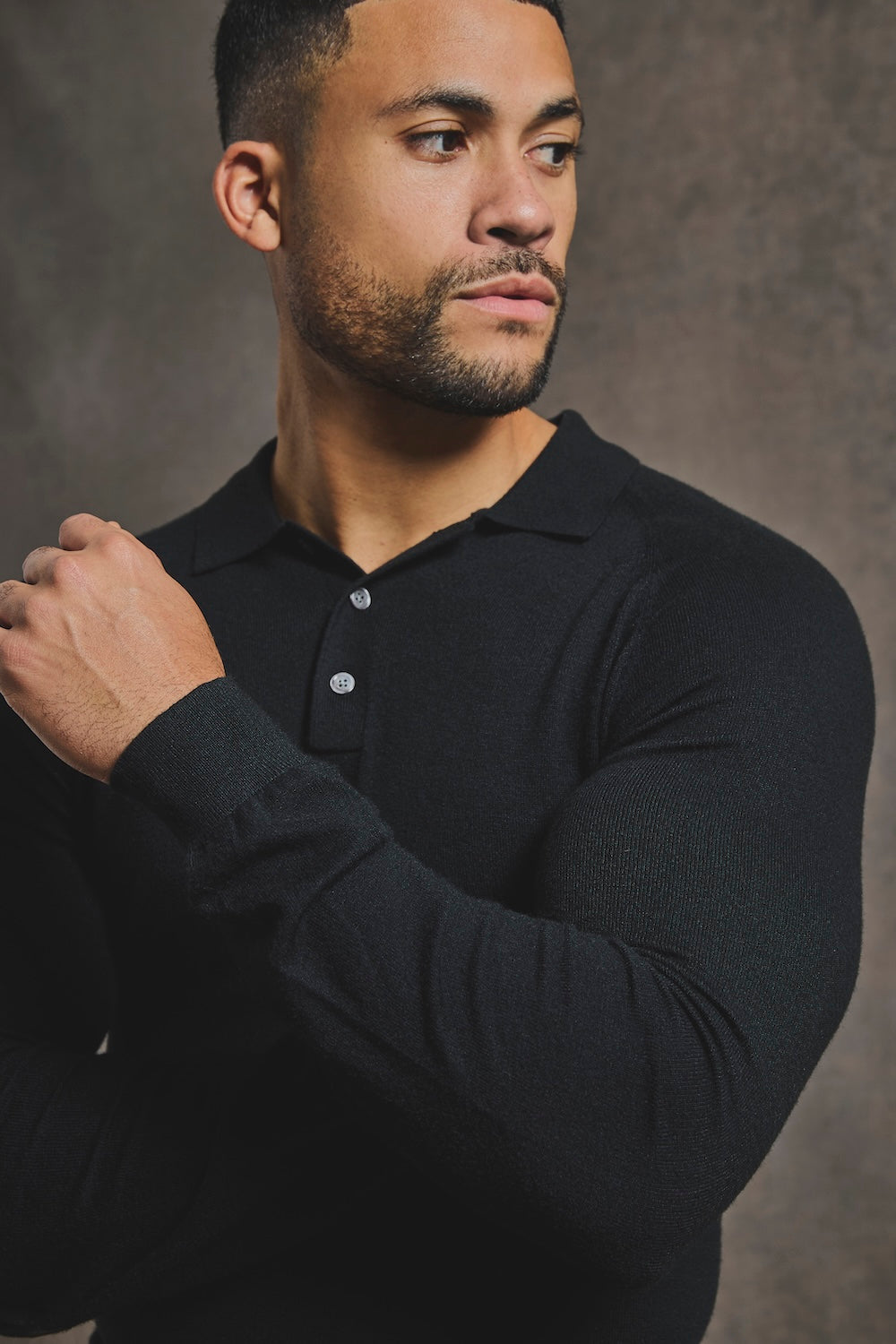 Knitted Polo Shirt in Black - TAILORED ATHLETE - USA