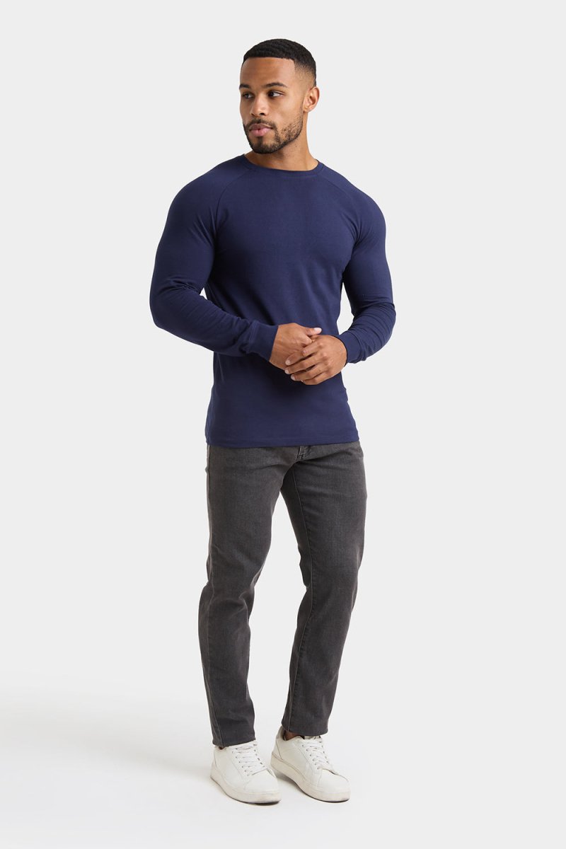 Athletic Fit Long Sleeve T-Shirt in Navy - TAILORED ATHLETE - USA