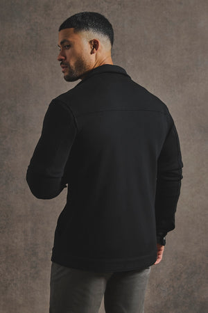 Lined Jersey Shacket in Black - TAILORED ATHLETE - USA
