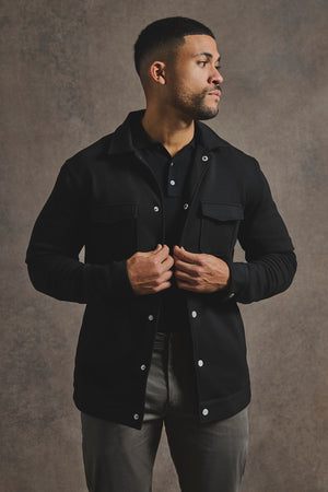 Lined Jersey Shacket in Black - TAILORED ATHLETE - USA